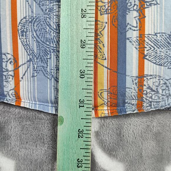 Indigo Palms Shirt Men Large Blue Stripe Floral Button Long Sleeve Resort Cruise - Picture 4 of 9